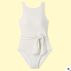 Summersalt the tie cove onepiece cream high neck tie back one piece size 14